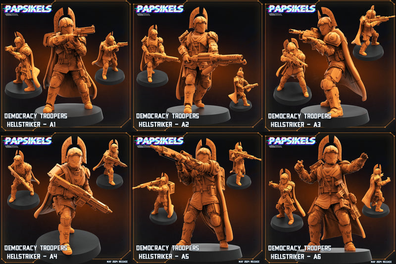 Hellstriker Miniatures | Democracy Troopers Bugs and Bots | Sci-Fi Miniature | Papsikels