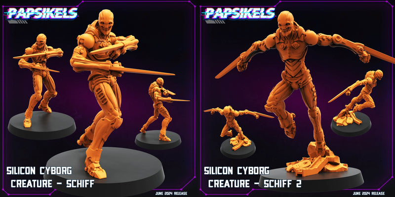 Silicon Cyborg Creature Schiff Miniatures | Cyberpunk | Sci-Fi Miniature | Papsikels