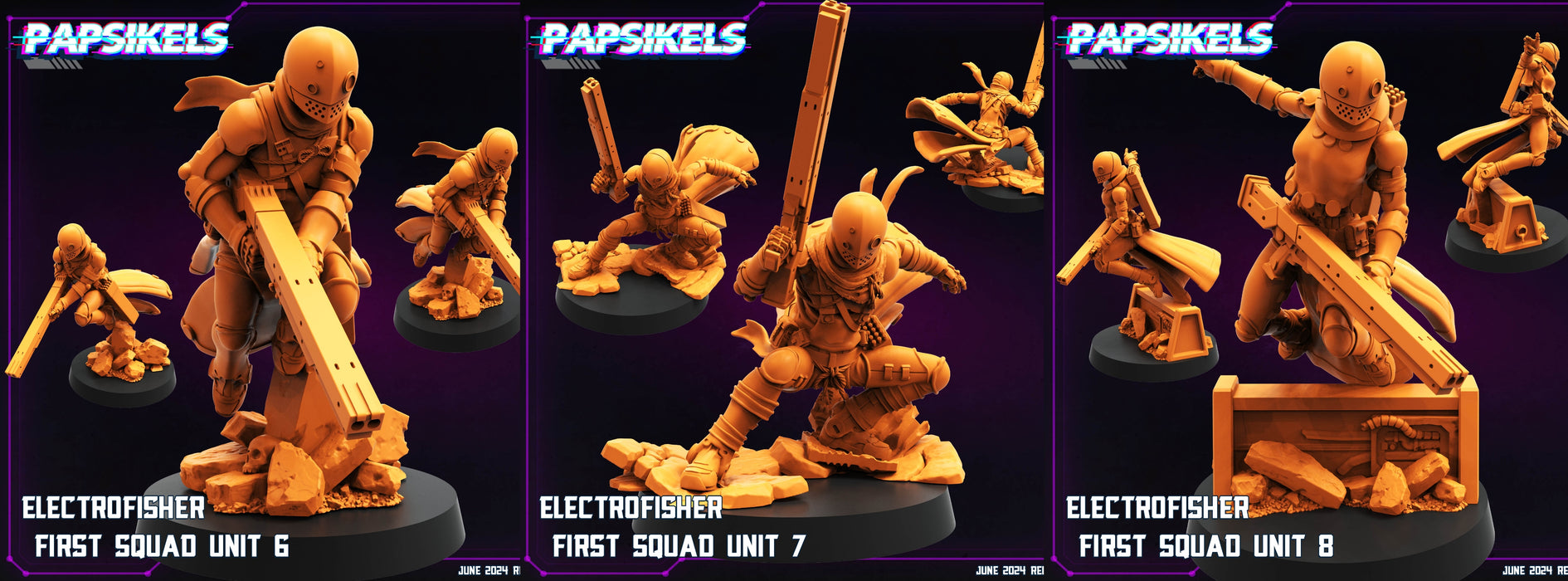 Electrofisher Squad Unit B Miniatures  | Cyberpunk | Sci-Fi Miniature | Papsikels