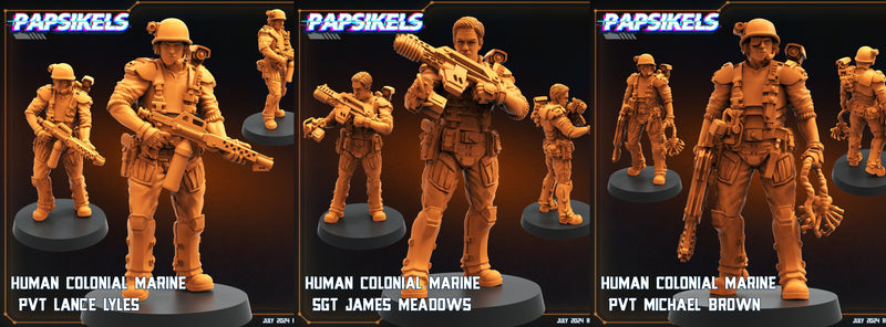 Human Marine Miniatures | Aliens Vs Humans VII Resurgence | Sci-Fi Miniature | Papsikels