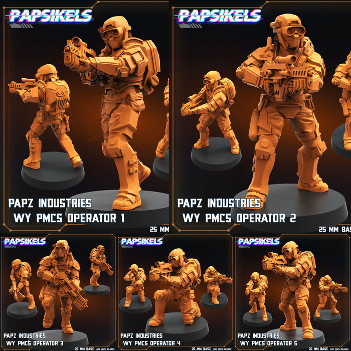 PMCS Operator Squad 1 Miniatures | Aliens Vs Humans VII Resurgence | Sci-Fi Miniature | Papsikels