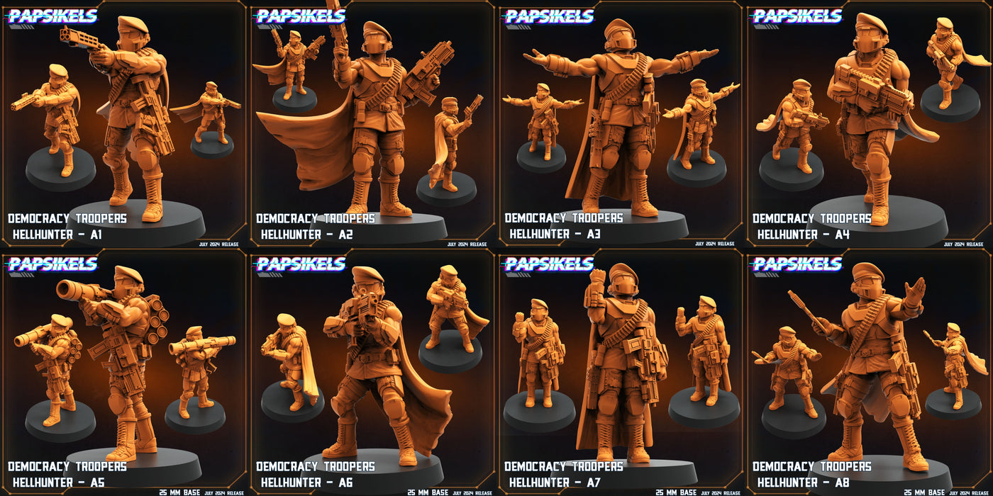 Democracy Trooper Hellhunter Miniatures | Aliens Vs Humans VII Resurgence | Sci-Fi Miniature | Papsikels