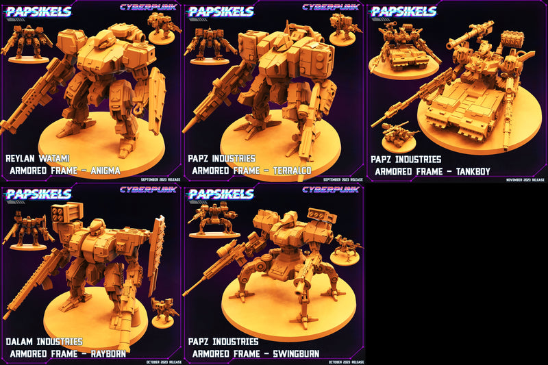 Armoured Frame Miniatures | Cyberpunk | Sci-Fi Miniature | Papsikels