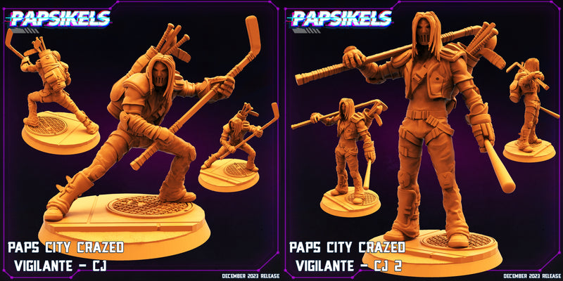Crazed Vigilante CJ Miniatures | Cyberpunk | Sci-Fi Miniature | Papsikels