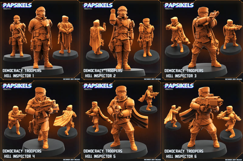 Democracy Trooper Hell Inspector Miniatures | Aliens Vs Humans XII Space Dead | Papsikels
