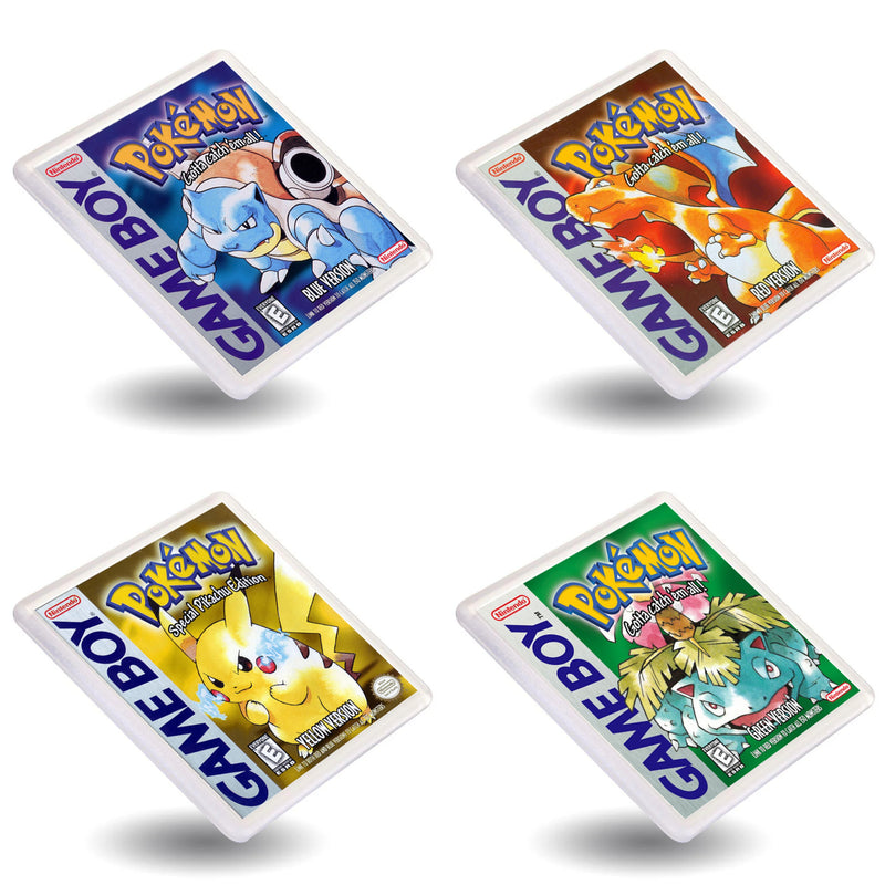Gameboy Pokemon Red Blue Yellow Green - Retro Gaming Box Art Gift Coasters