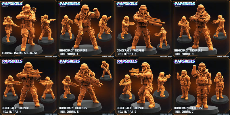 Democracy Troopers Hell Dutiful Miniatures | Aliens Vs Humans XIV Predaliens | Papsikels