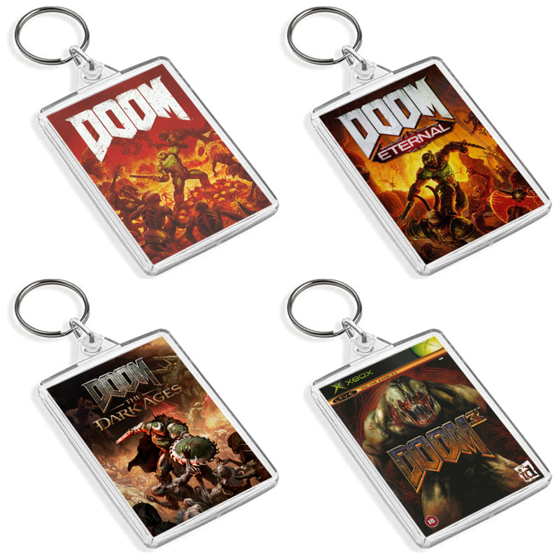 Doom Inspired Game Cover Art Keyring - Dual Sided Box Art
