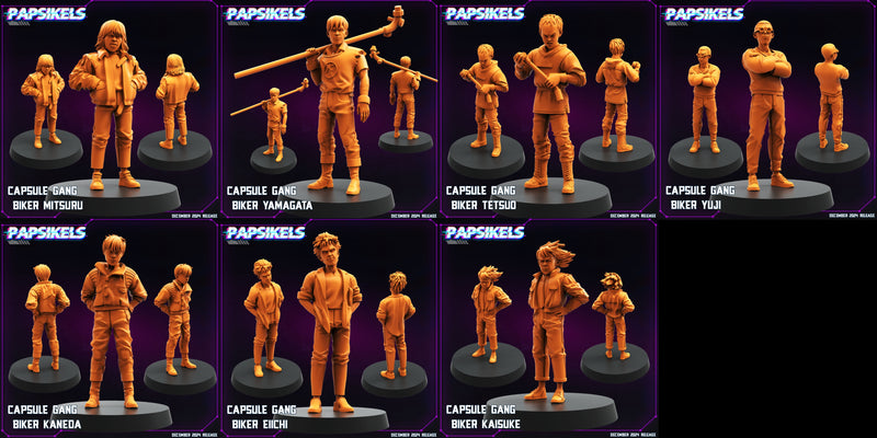 Capsule Gang Biker Miniatures | Cyberpunk | Papsikels