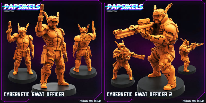 Cybernetic Swat Officer Miniatures | Cyberpunk | Papsikels
