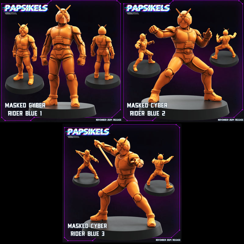 Masked Cyber Rider Blue Miniatures | Cyberpunk | Papsikels