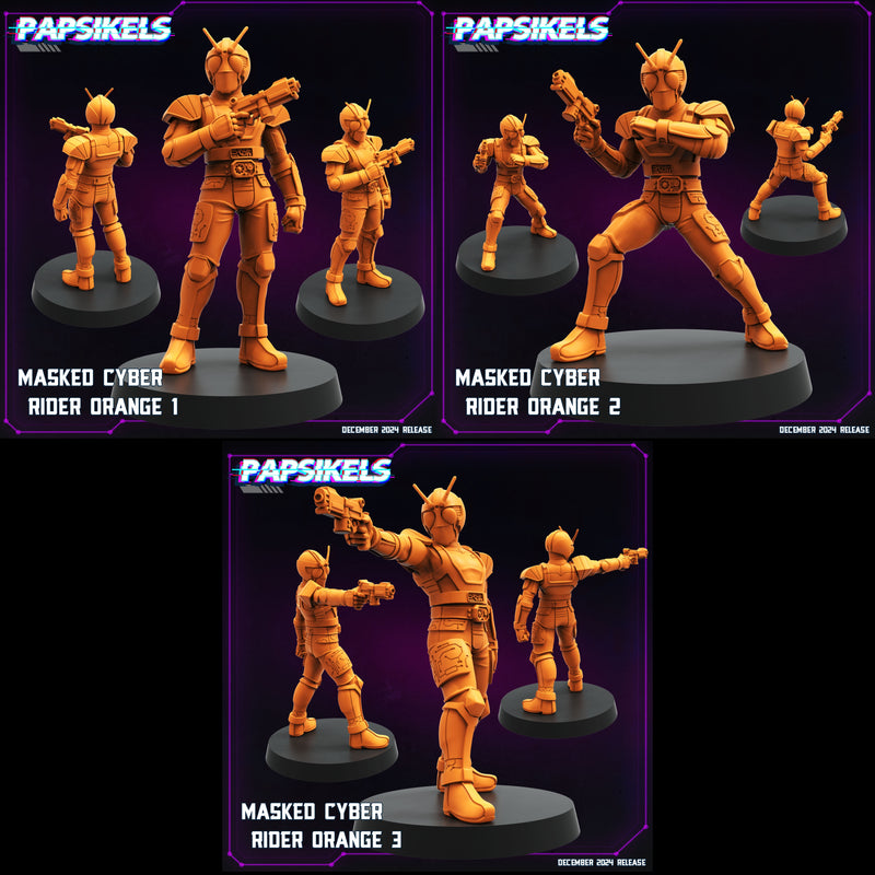Masked Cyber Rider Orange Miniatures | Cyberpunk | Papsikels