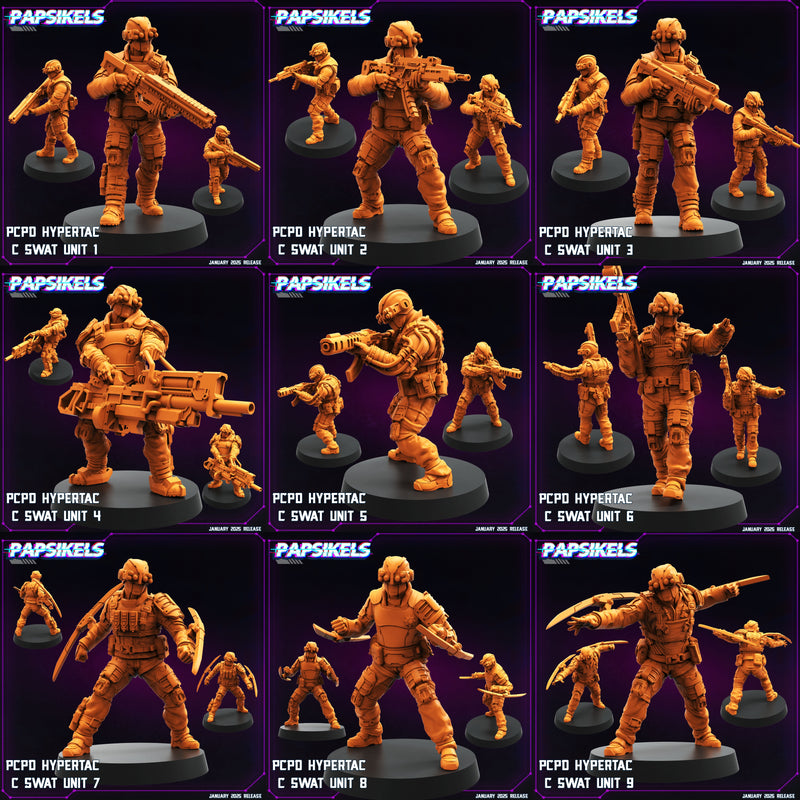 PCPD Hypertac SWAT Unit Miniatures | Cyberpunk | Papsikels