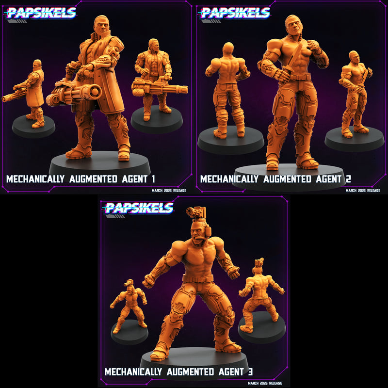 Mechanically Augmented Agent Miniatures | Cyberpunk | Papsikels