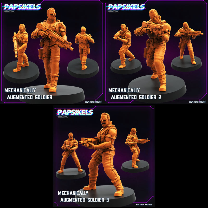 Mechanically Augmented Soldier Miniatures | Cyberpunk | Papsikels