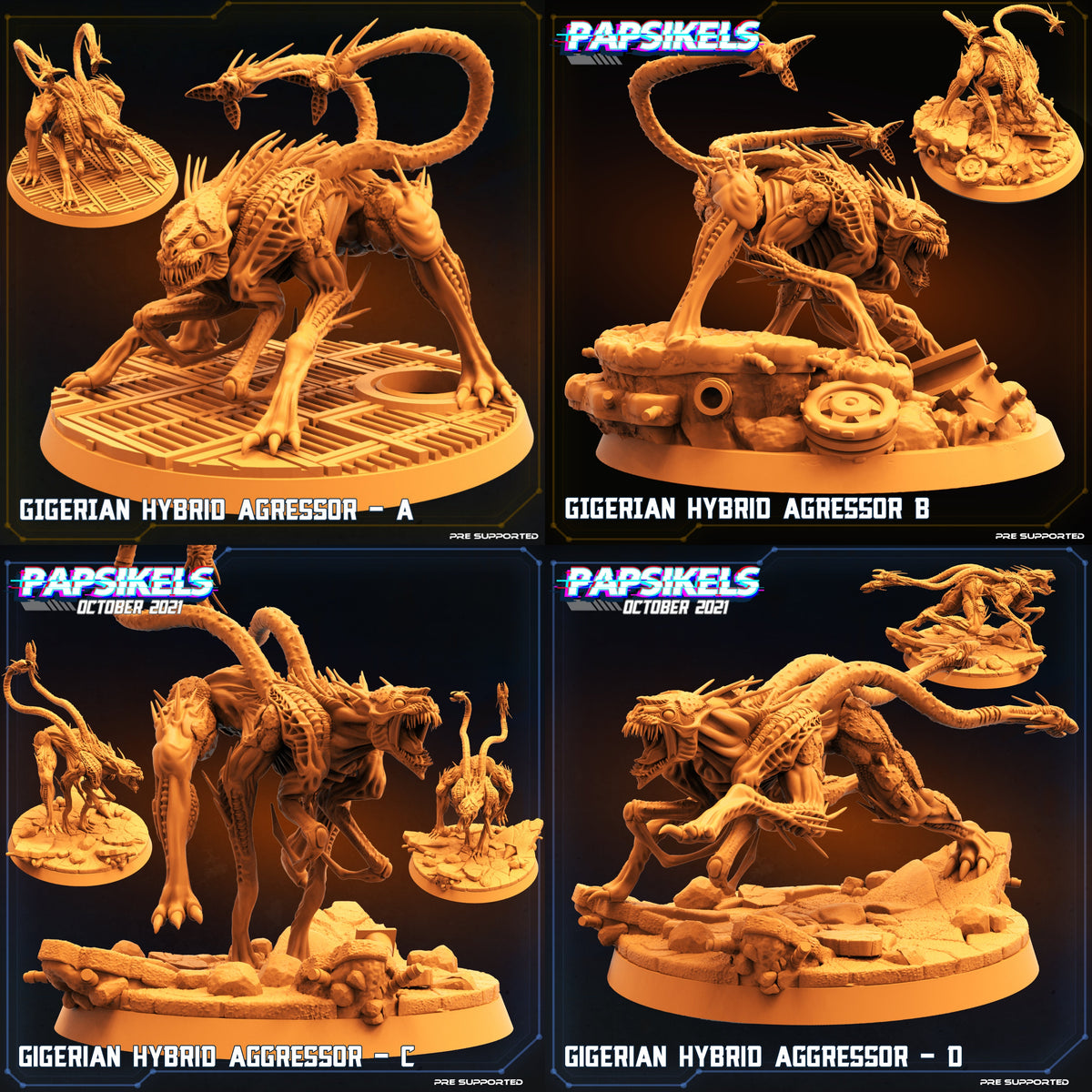 Gigerian Hybrid Aggressor Miniatures | Aliens Vs Humans IV | Sci-Fi Mi ...