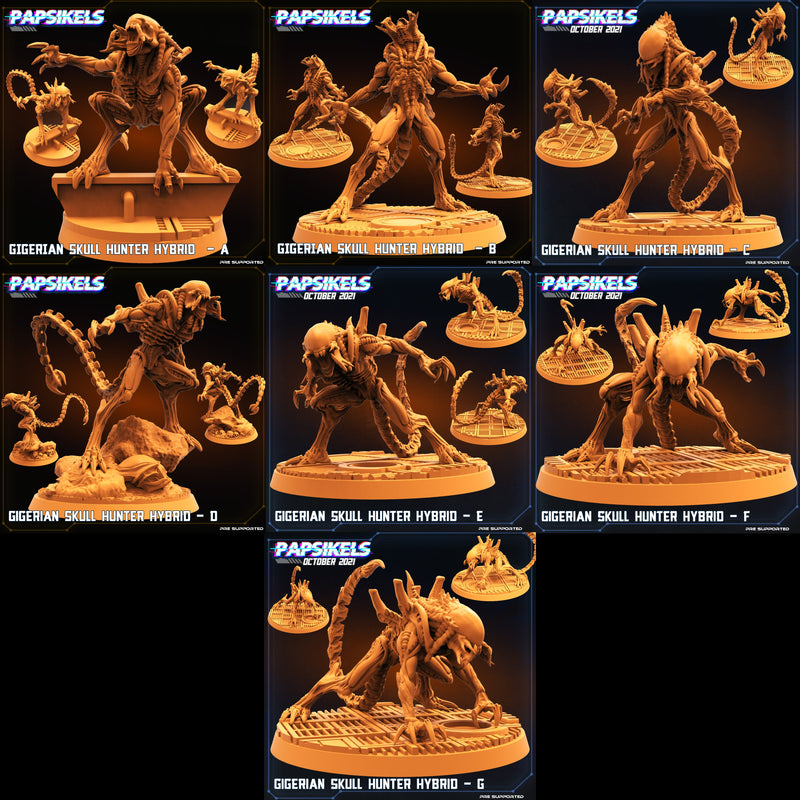 Gigerian Skull Hunter Hybrid Miniatures | Aliens Vs Humans | Sci-Fi Miniature | Papsikels