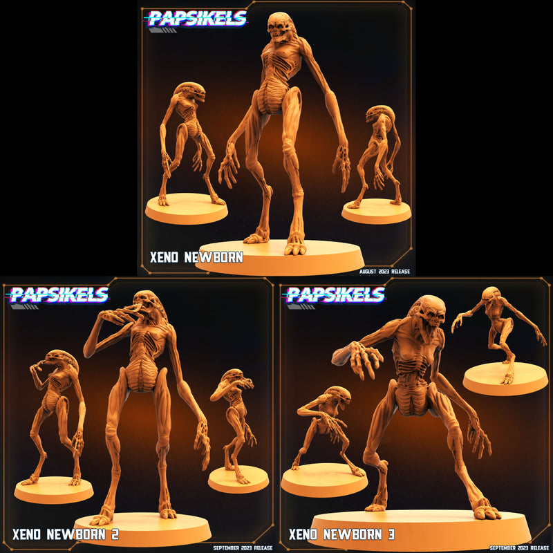 Xeno Newborn Miniatures | Aliens Vs Humans Sci-Fi Miniature | Papsikels