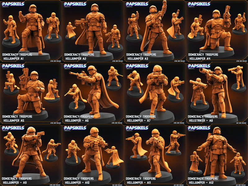 Helljumper Miniatures | Democracy Troopers | Sci-Fi Miniature | Papsikels