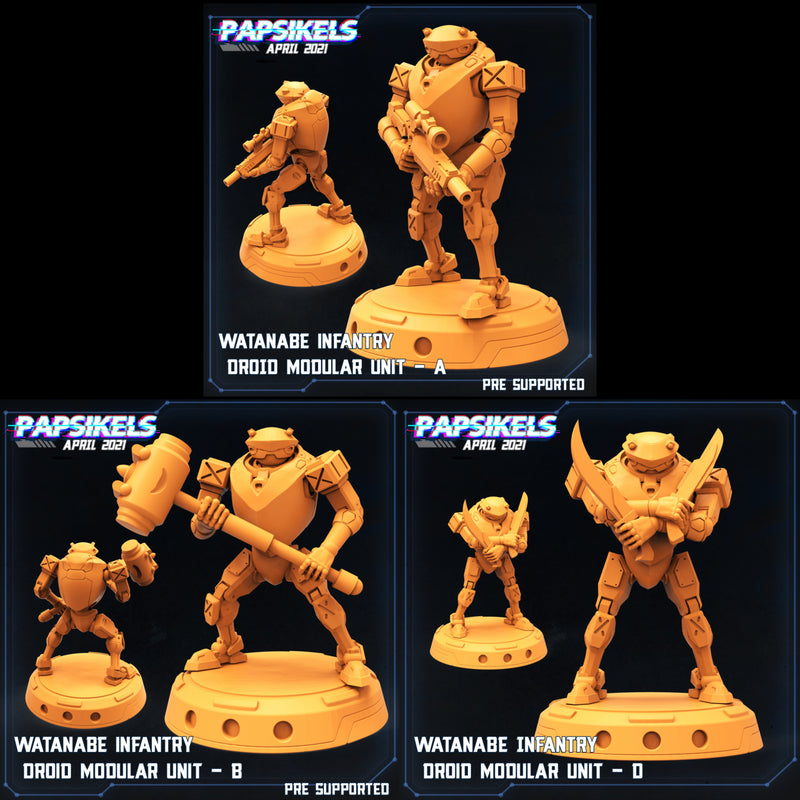 Watanabe Infantry Droid Miniatures | Cyberpunk Sci-Fi Miniature | Papsikels