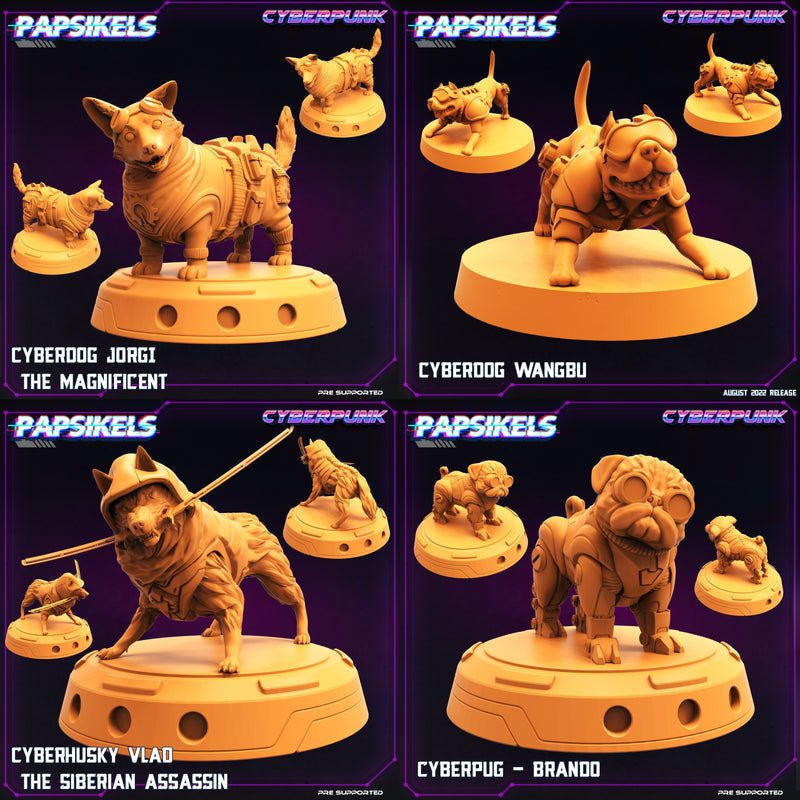 Cyberdog Miniatures | Cyberpunk Sci-Fi Miniature | Papsikels
