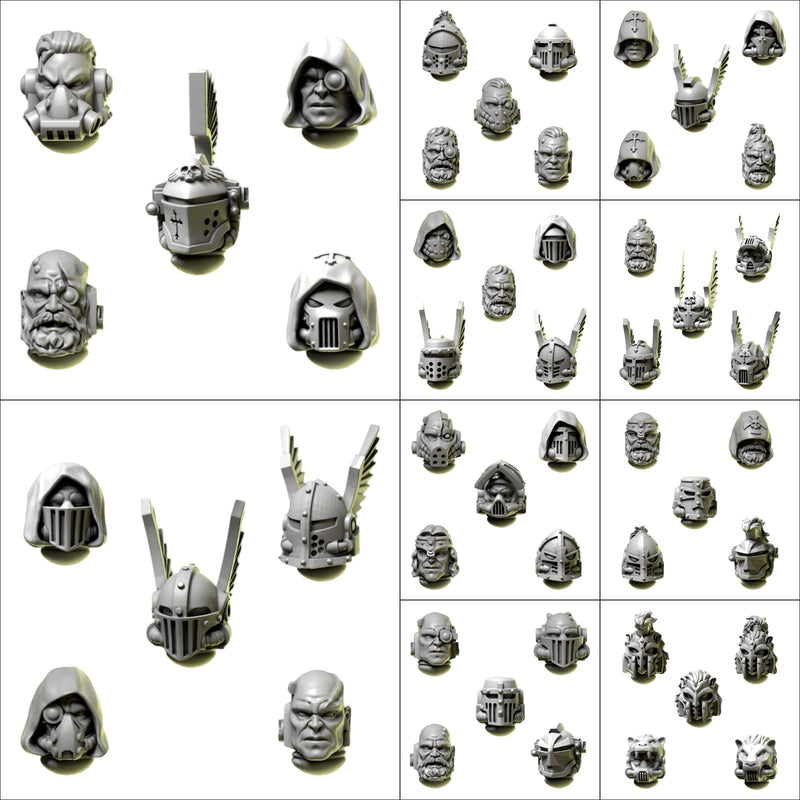 Heads & Helmets | Eternal Pilgrims | Conversion Bits For 28mm 32mm Sci-fi Marines
