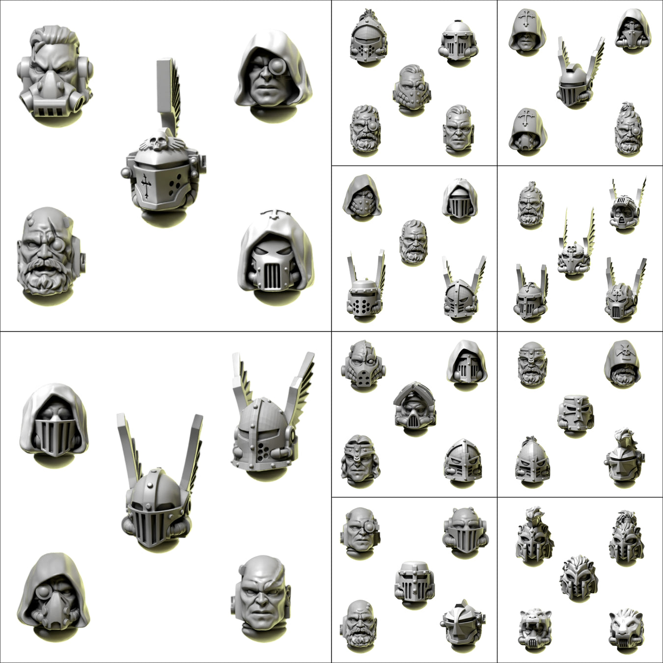 Heads & Helmets, resin conversion bits for 28/32mm wargaming miniatures