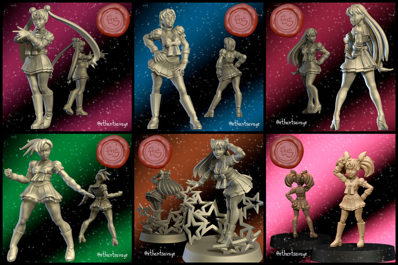 Inner Scout Miniatures | Sailor Scouts | Fantasy Miniature | Ethan Savage Studios TabletopXtra