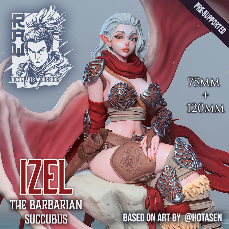 Barbarian Succubus Izel | Pin-Up Statue Fan Art Miniature Unpainted | Ronin Arts Workshop