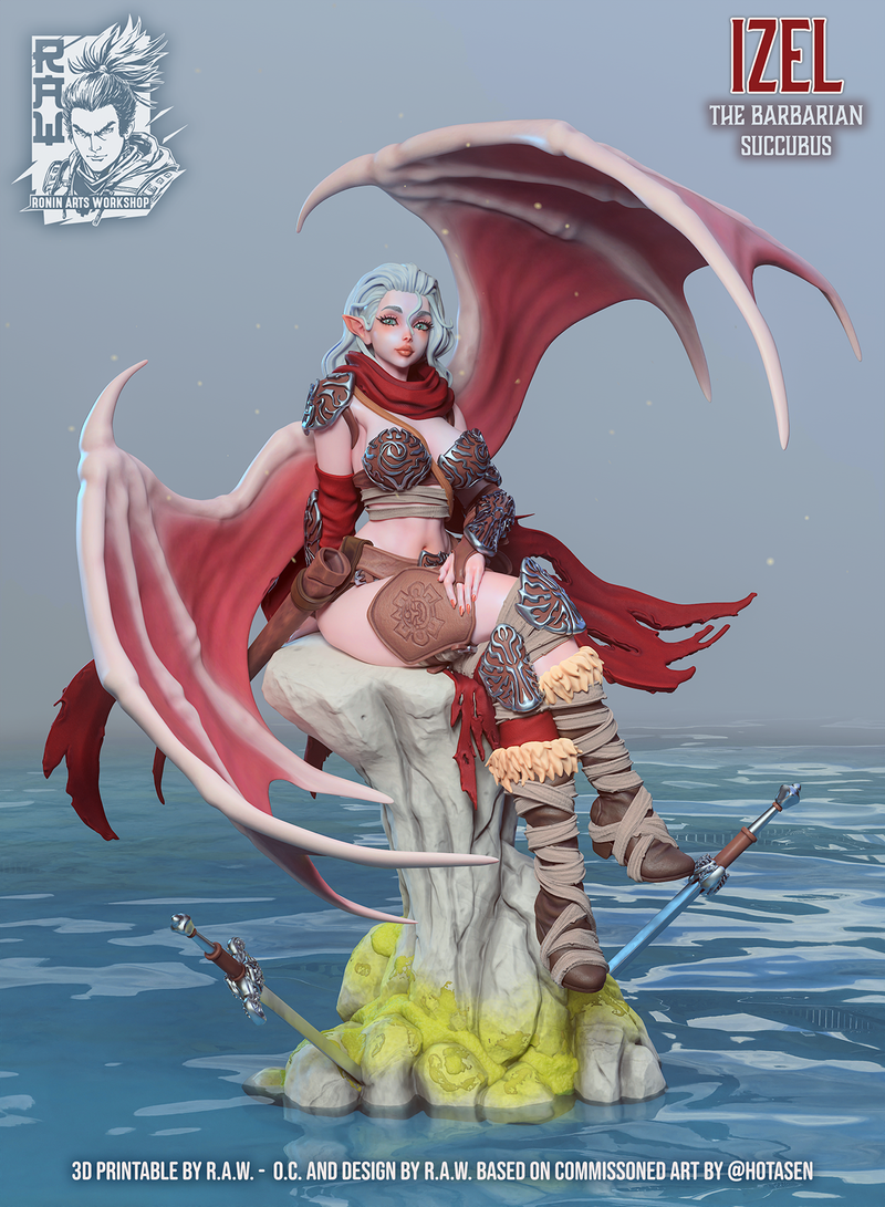 Barbarian Succubus Izel | Pin-Up Statue Fan Art Miniature Unpainted | Ronin Arts Workshop