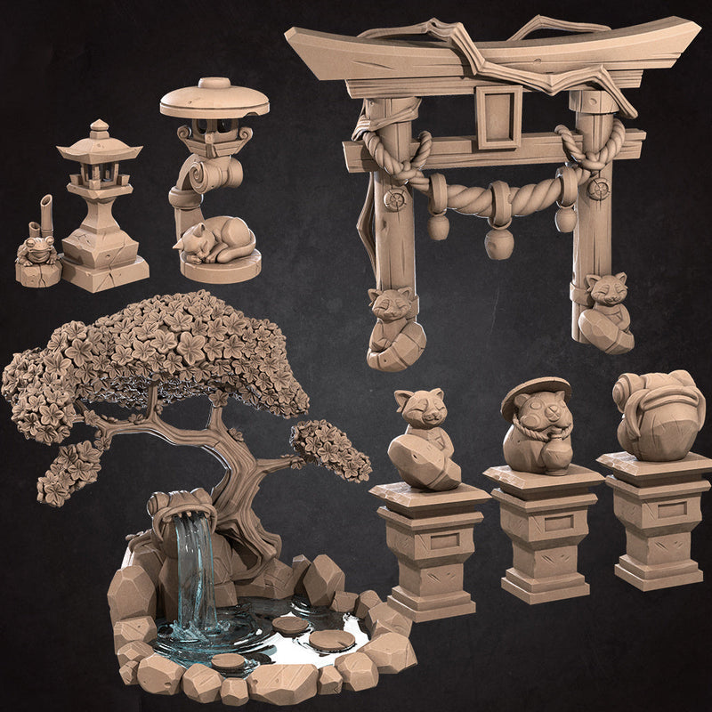 Japanese Garden Miniatures | Japanese Bullet Town | Fantasy Miniature | Bite the Bullet TabletopXtra