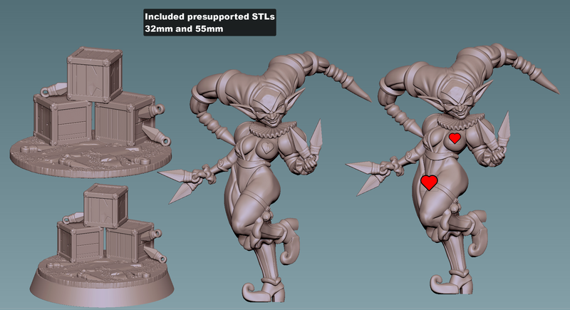 Goblin Jester Kiki Knifetoss | Fantasy Pin-Up Miniature | Gaz Minis