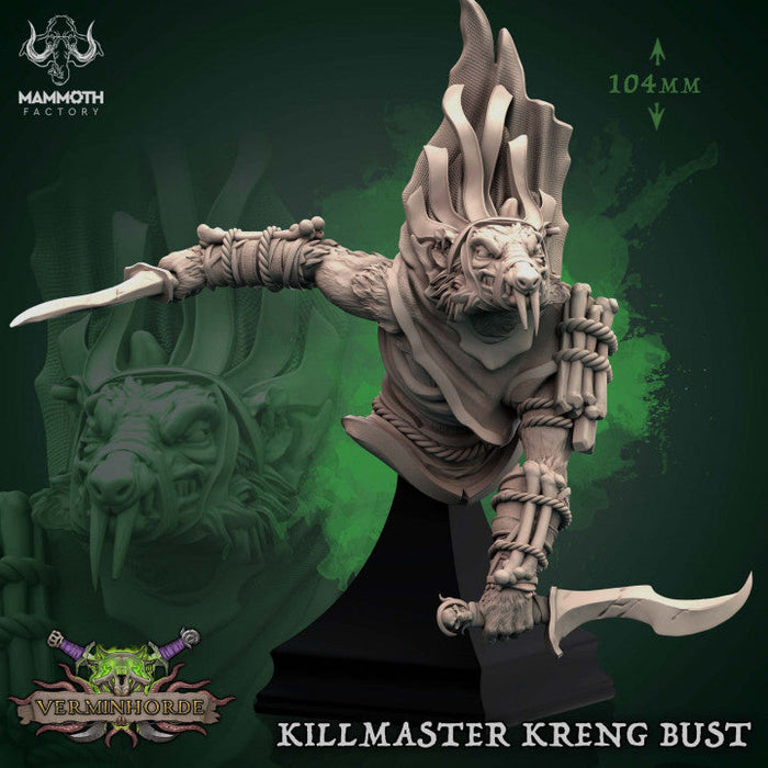 Killmaster Kreng Bust | Verminhorde | Fantasy Miniature | Mammoth Factory TabletopXtra