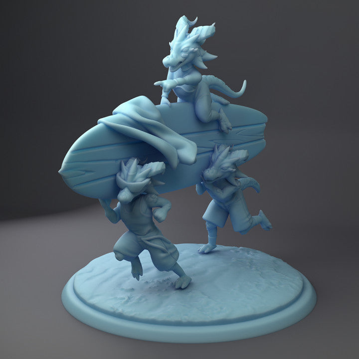 Kobold surfers | Beach Week | Fantasy Miniature | Twin Goddess Miniatures TabletopXtra