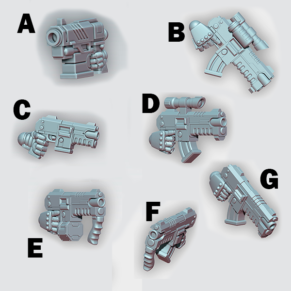 Space Warrior Single Handed Weapons | Tyrant Hunters | Ratman Forge | Sci-Fi Grimdark Custom Bitz Wargaming Miniatures 28mm 32mm