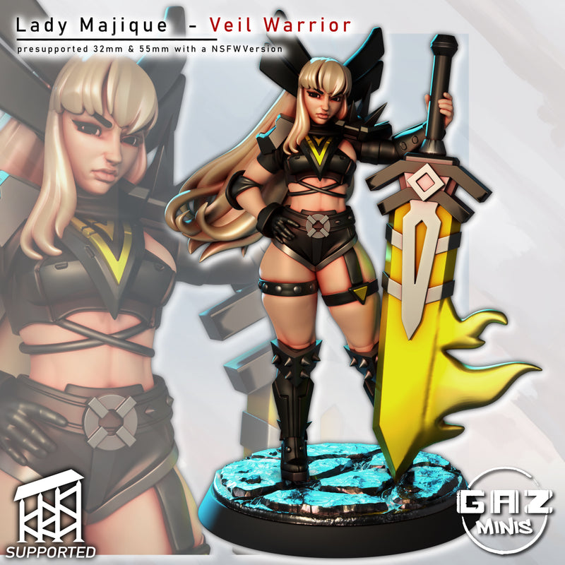 Veil Warrior Lady Majique Miniature | Fantasy Pin-Up | Gaz Minis