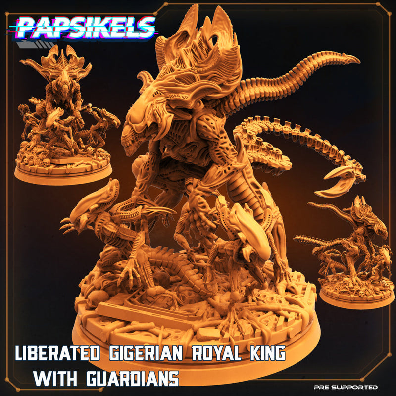 Liberated Gigerian Royal King w/ Guardians | Sci-Fi Specials | Sci-Fi Miniature | Papsikels TabletopXtra