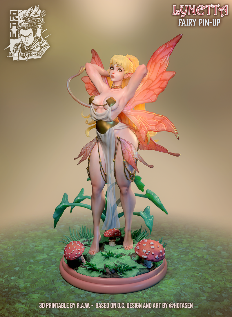Fairy Lynetta | Pin-Up Statue Fan Art Miniature Unpainted | Ronin Arts Workshop