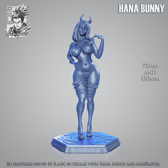 Hana Bunny (Anime) | Pin-Up Statue Fan Art Miniature Unpainted | Ronin Arts Workshop