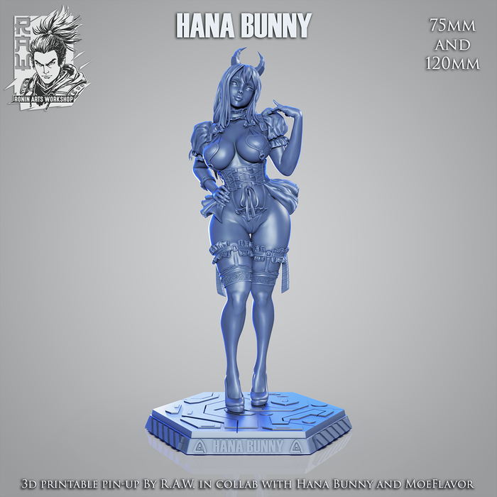 Hana Bunny | Pin-Up Statue Fan Art Miniature Unpainted | Ronin Arts Workshop