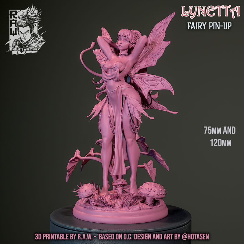 Fairy Lynetta | Pin-Up Statue Fan Art Miniature Unpainted | Ronin Arts Workshop