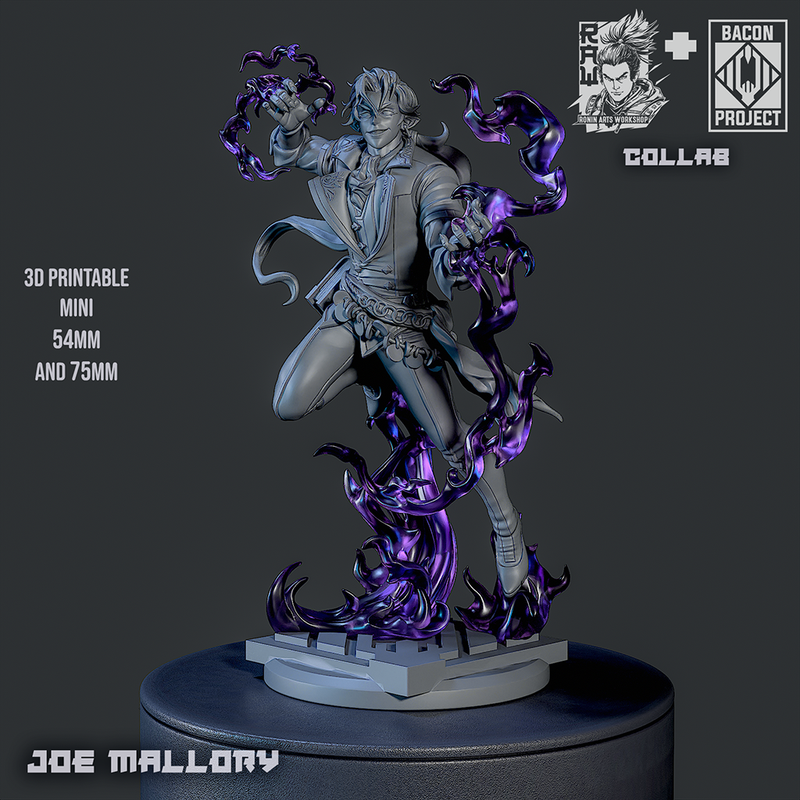 Vampire Warlock Joe Mallory | Pin-Up Statue Fan Art Miniature Unpainted | Ronin Arts Workshop