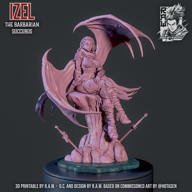 Barbarian Succubus Izel | Pin-Up Statue Fan Art Miniature Unpainted | Ronin Arts Workshop