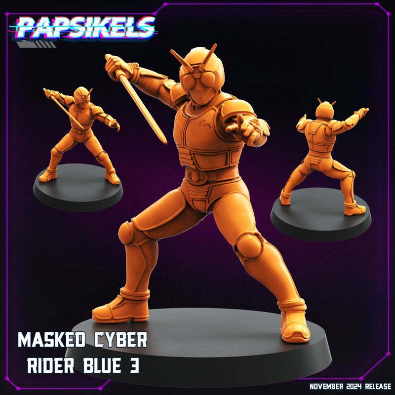 Masked Cyber Rider Blue Miniatures | Cyberpunk | Papsikels