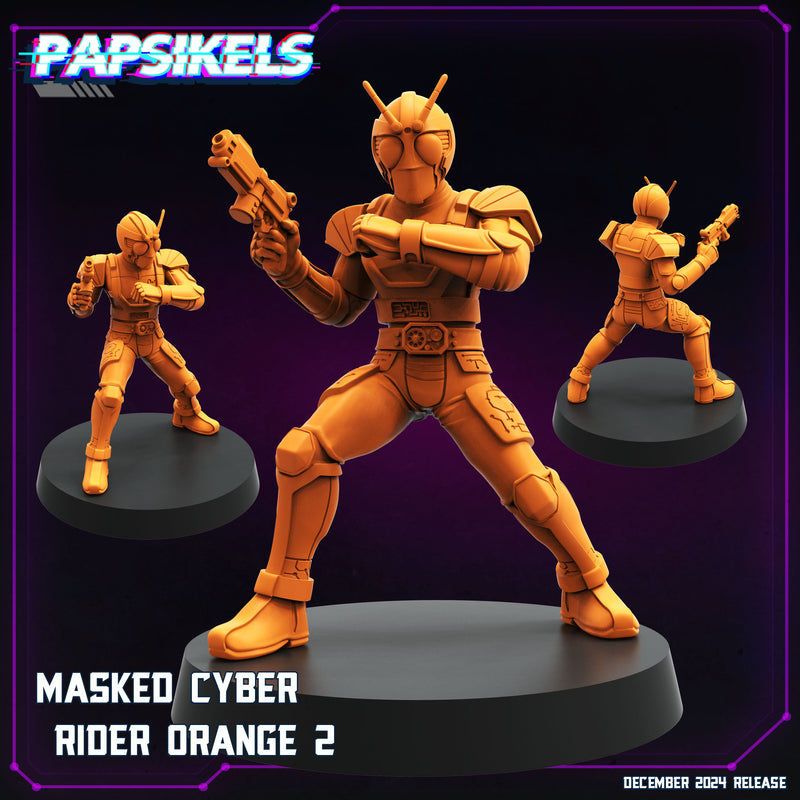 Masked Cyber Rider Orange Miniatures | Cyberpunk | Papsikels