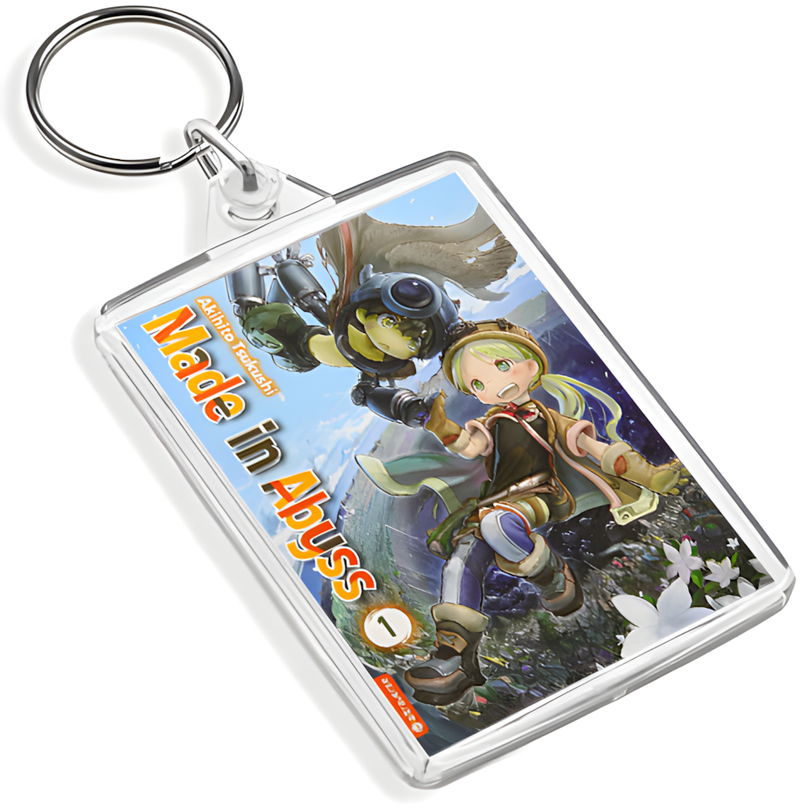 Made in Abyss Inspired Manga Cover Art Keyring - Dual Sided English / Japanese