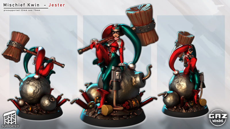 Jester Girl Mischief Kwin | Fantasy Pin-Up | Gaz Minis