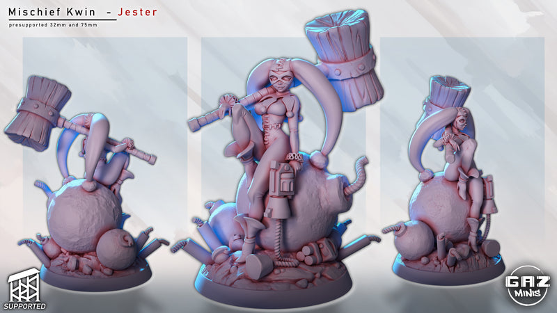 Jester Girl Mischief Kwin | Fantasy Pin-Up | Gaz Minis