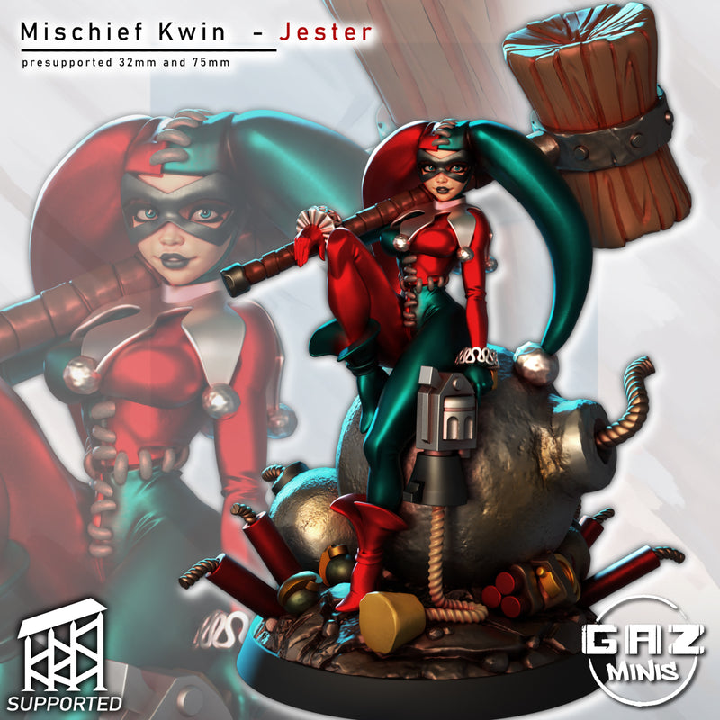 Jester Girl Mischief Kwin | Fantasy Pin-Up | Gaz Minis
