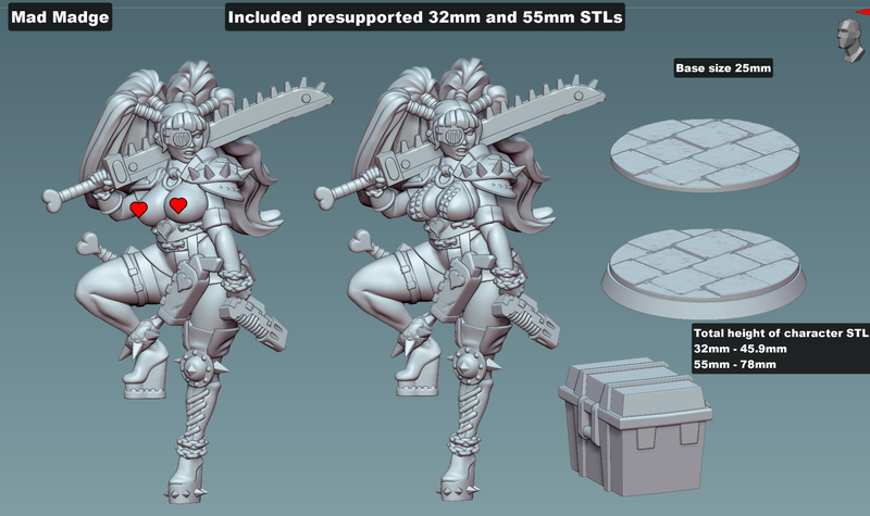 Mercenary Mad Madge | Fantasy Pin-Up | Gaz Minis